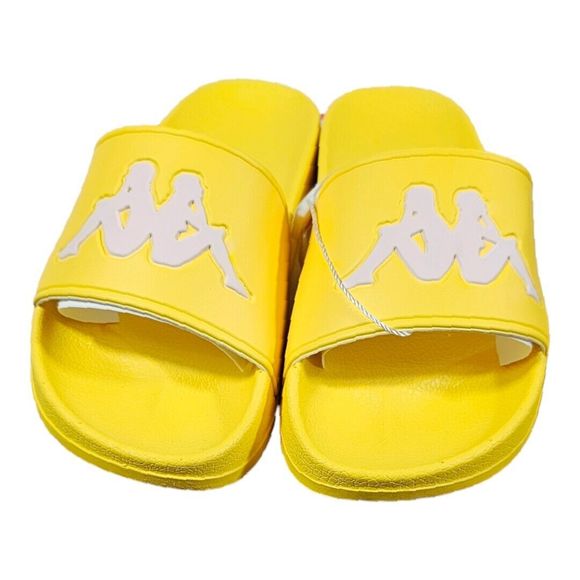 Kappa Authentic Adam 2 Yellow Yolk White Antique Youth Unisex SZ USA 4 SLIDES - Picture 3 of 4